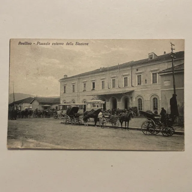 Cartolina Avellino Piazzale Esterno della Stazione Ferroviaria Viaggiata 1929