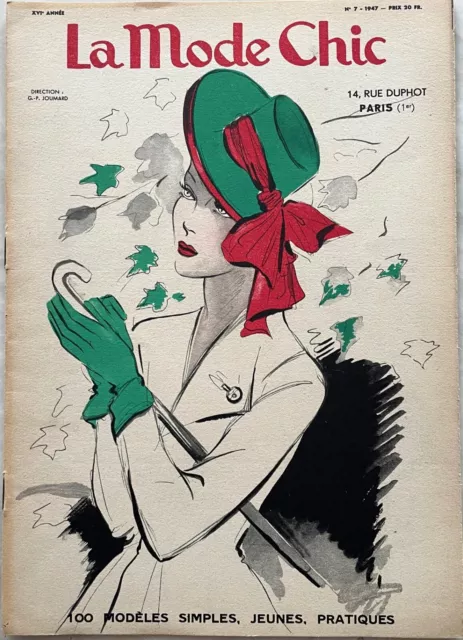 LA MODE CHIC n° 7 Année 1947 revue ancienne Mode Haute Couture pour femme