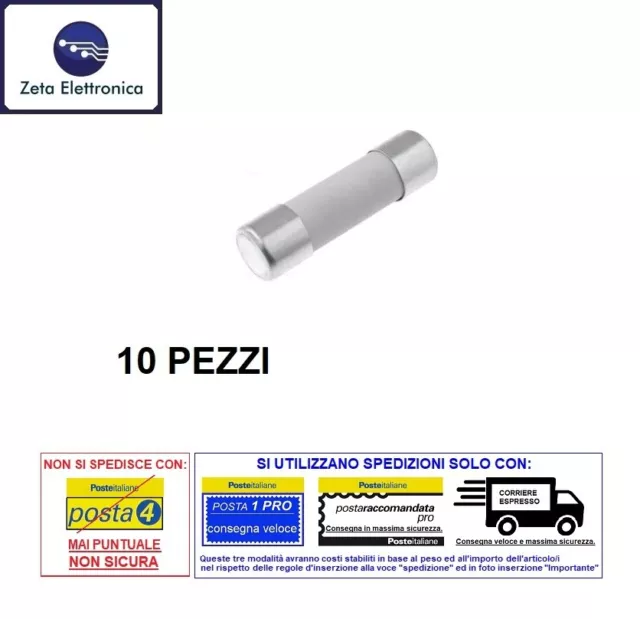 10PZ Fusible 10A Rapide 250V Fusibles A Tuyau 5X20mm En Céramique Rapide