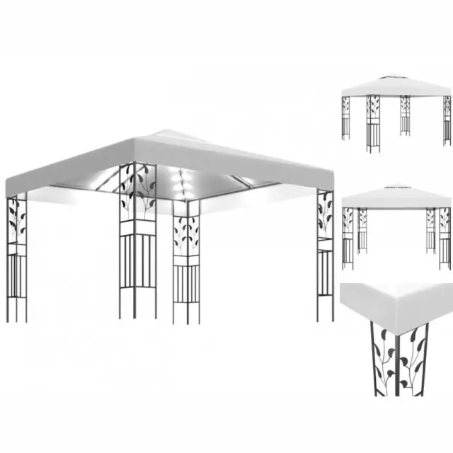 Pavillon Gartenzelt Mit LED-Lichterkette 3x3 M Weiß