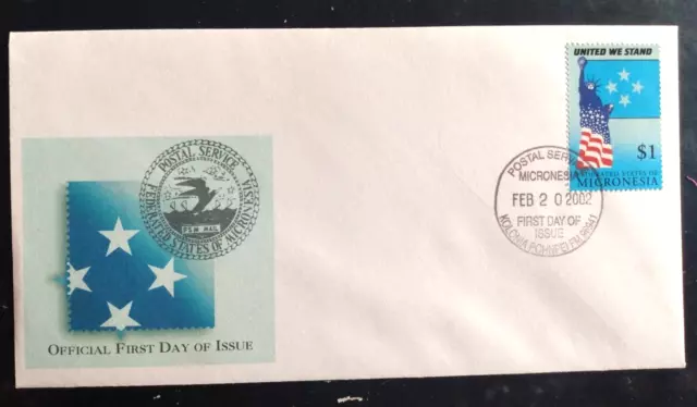 Statue Of Liberty Usa Flag Micronesia Ustt  United We Stand 2002 Fdc  Unaddr