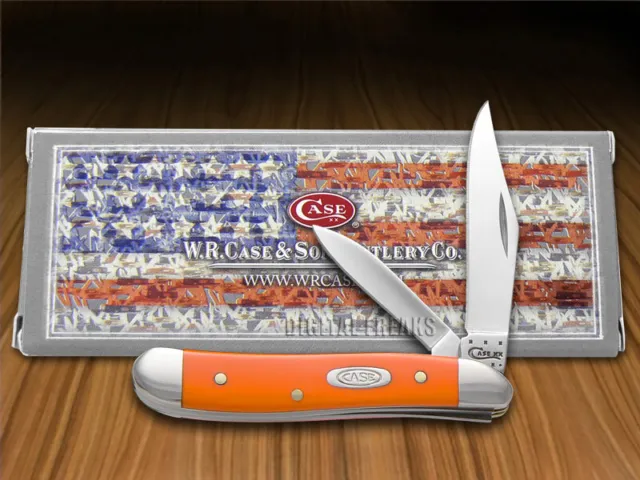 Case xx Knives Peanut Smooth Orange Delrin Handle Pocket Knife Stainless 80504