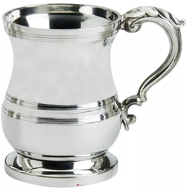 Pewterware 1 pint Tankard Tudor Shape Ornate Handle Beer Mug Ideal for Engraving