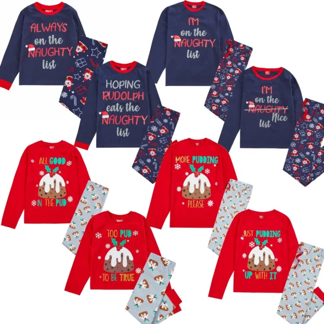 Familienpassender langärmeliger Pyjama-Set aus weihnachtlicher Baumwolle PJs His and Hers