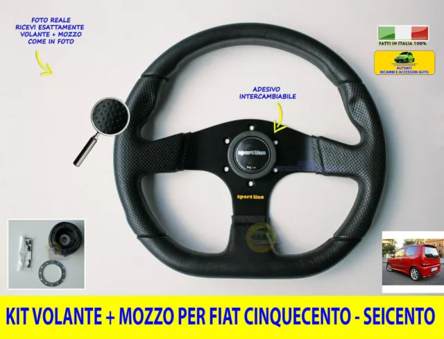 VOLANTE PER 600 Seicento con Mozzo Sportivo Universale Nero Tuning Manubrio  kit EUR 319,90 - PicClick IT