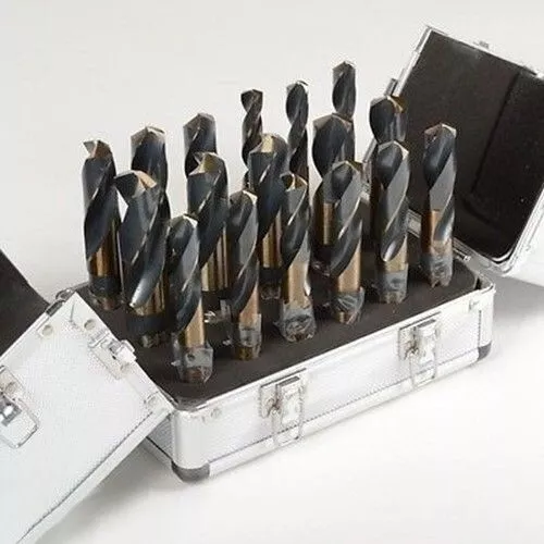 17 Piece Large Size Silver and Demming Jumbo Drill Bit Set for Steel Drilling