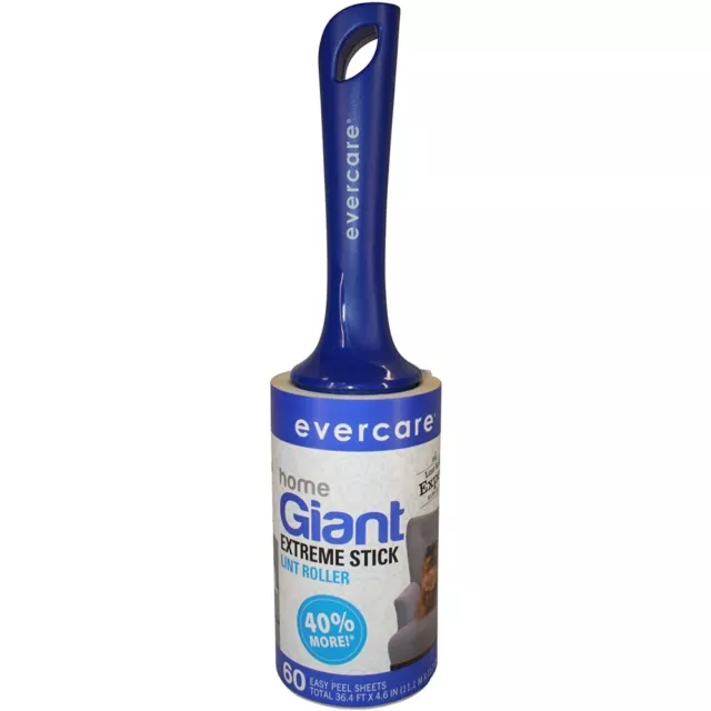 Evercare Giant Lint Roller 60 Sheets Extreme Stick Easy Peel With Handle 617062