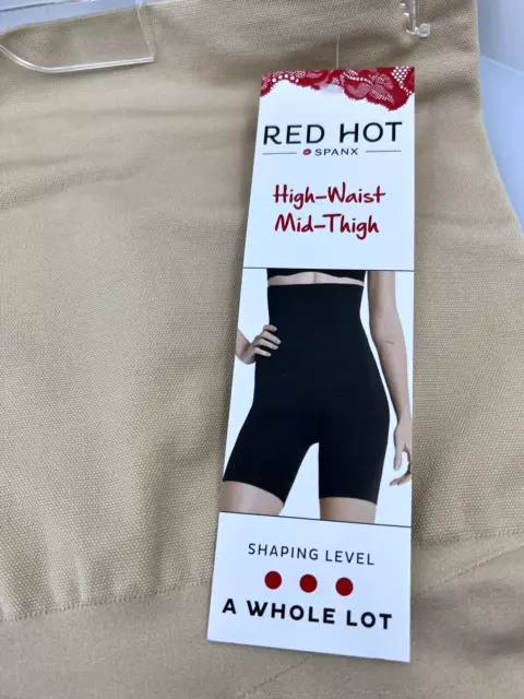 RED HOT by SPANX High-Waist Mid-Thigh Shaping Shorts Beige Size 3