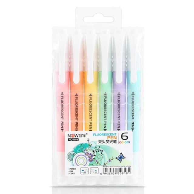 6Pcs/Set Double Head Fluorescent Highlighter Pen Markers Pastel Drawing Pen ql