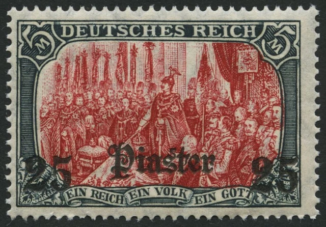 DP TÜRKEI 47b **, 1908, 25 Pia. auf 5 M., Wz., karmin quarzend, Mi. 100.-