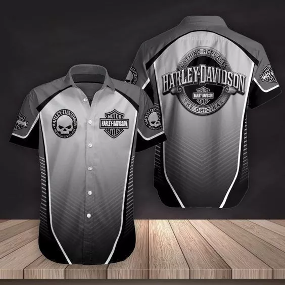 SALE!!_Harley Davidson 3D Hawaiian Shirt Grey Limited Size S-5XL