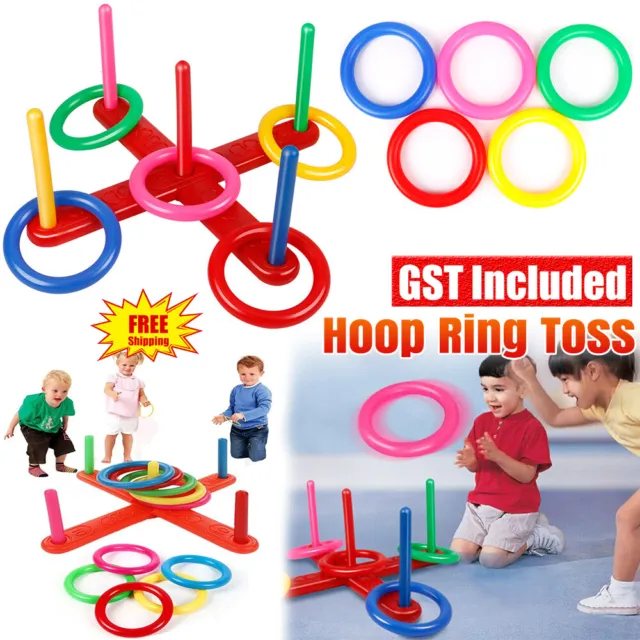 Children Rope Hoop Quoits Fun Ring Toss Outdoor Game Set Puzzle Interactive Toy