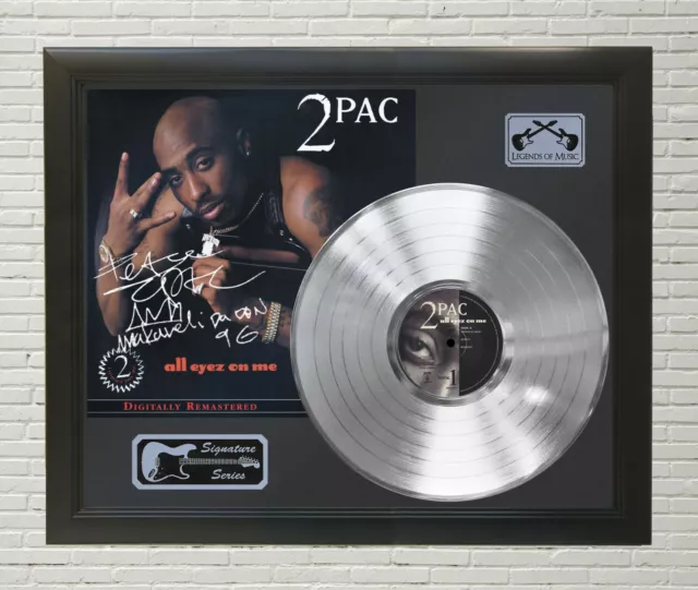 2 Pac Framed Black wood Reproduction Signature Platinum LP Record Display