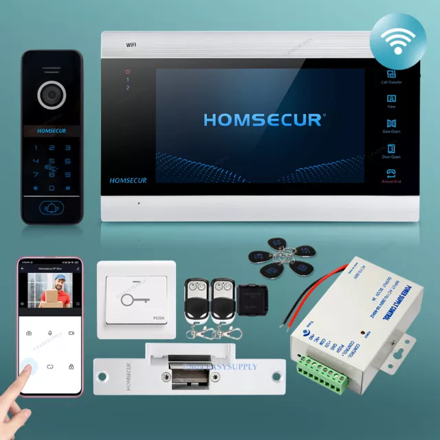 HOMSECUR 7" WIFI HD Vidéo Interphone Sonnette Accès Mot de Passe Déverrouillage