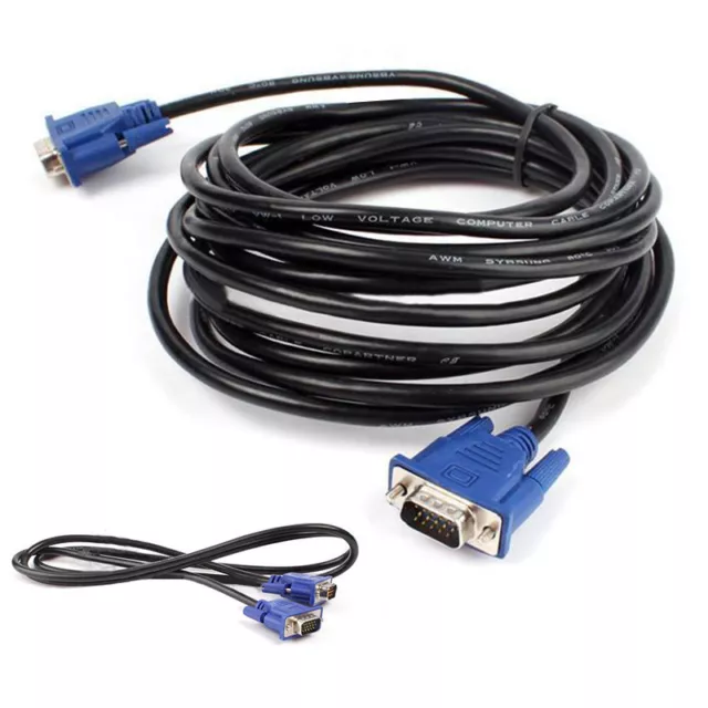 VGA Cable 15 Pin SVGA Male D-Sub VGA Lead PC LCD TFT Monitor 1M 2M 3M 5M 10M 15M