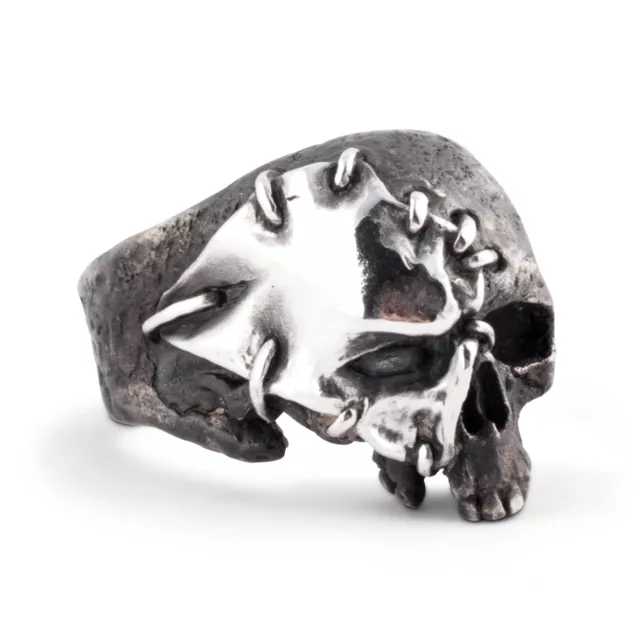 Ring Mens Biker Skull sterling silver phantom half handmade jewelry 925