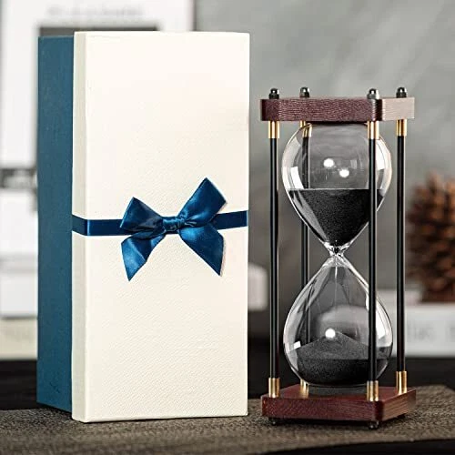 Large Hourglass Timer 60 Minute, Decorative Wooden Sand Timer with Gift Box