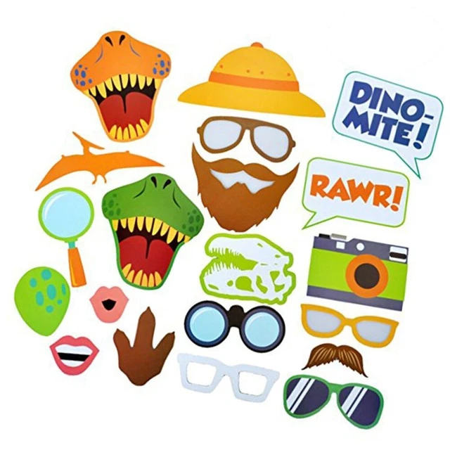 20 piezas accesorios para cabina de fotos de dinosaurios para niños niños dinosaurios fiesta de cumpleaños