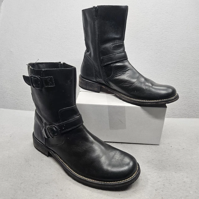 Red Tape Men\'s Sz 10.5 Salisbury Buckle Black Leather Side Zip Ankle Biker Boots Buy Red Tape Men main image 3
