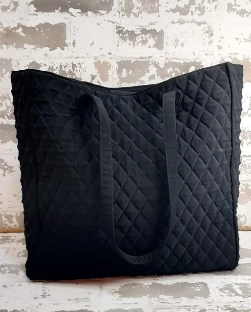 Vera Bradley Black Quilted Microfiber Tote Shopper Bag