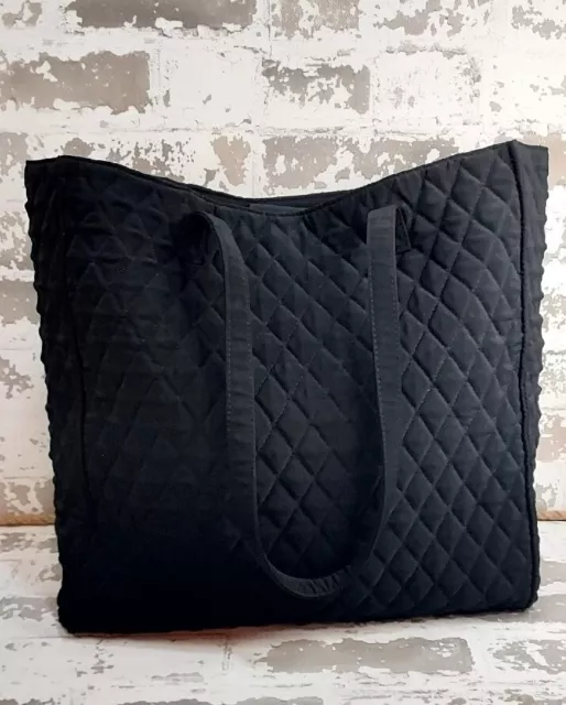 Vera Bradley Black Quilted Microfiber Tote Shopper Bag Vera Bradley Black Quilted Microfiber Tote Shopper Bag