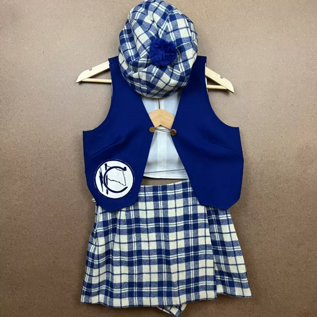VTG 60s Catholic Jr High Cheerleader 2pc Outfit Vest & Skirt w/ Cap Halloween