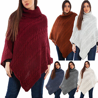 Poncho donna coprispalle mantella tricot maglia scialle caldo TOOCOOL VB-6135