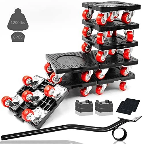 8 Pack Furniture Dolly for Moving Mover Dolly with 5 Wheels & Furniture Lifte...