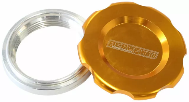 Aeroflow Low Profile Billet Aluminium Filler Cap + Bung 3" Gold