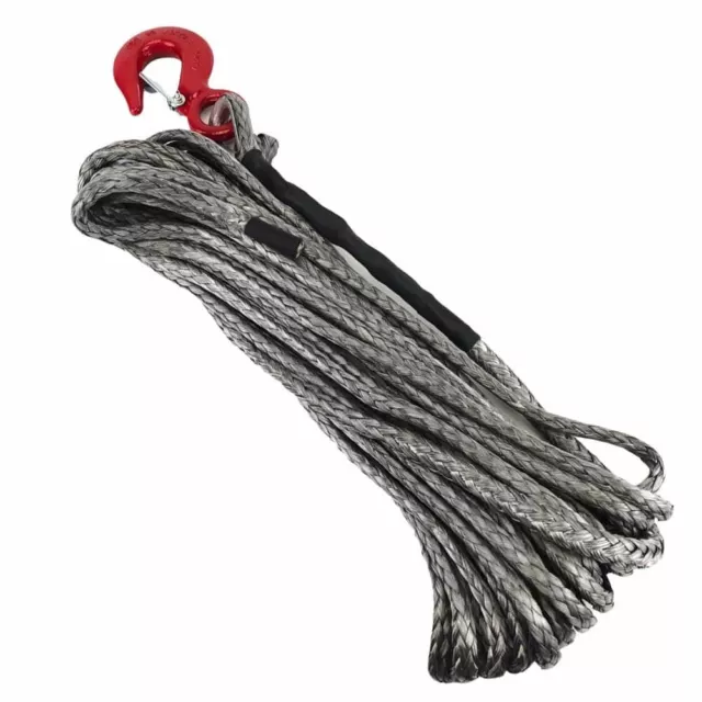 8 mm Silber Dyneema SK75 Synthetik 12-Strang Windenseil mit Haken - Länge auswählen 2