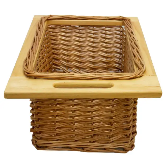 Pull out Wicker Basket Drawer 400mm Kitchen Storage Solution Larder Base Unit
