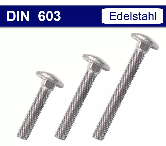 Schloßschrauben DIN 603 Flachrundschrauben Edelstahl A2 - M5 M6 M8 M10 M12