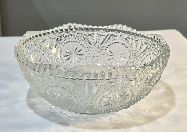 Vintage Brockway American Concord Clear Glass Beaded Bowl Beautiful Design