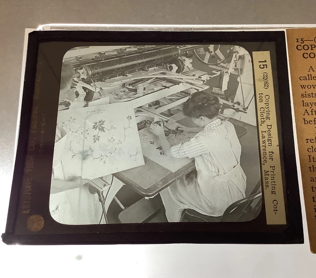 Glass Magic Lantern Slide Antique Photo Copying Design To Be Printed On Cloth