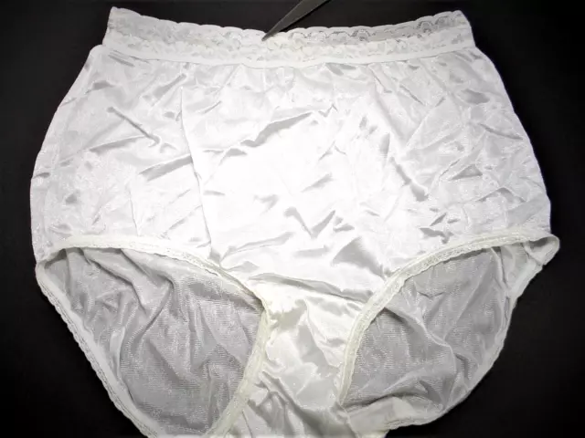 VINTAGE HANES SHINY 100% nylon Panty Panties Briefs White Size 8