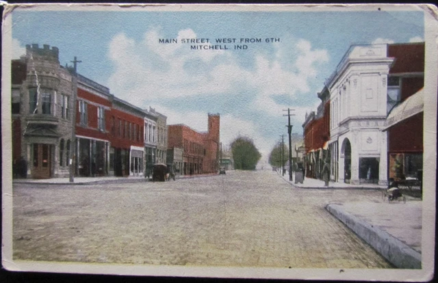 Us,  Picture Postcard Of Main Street, West From 6Th, Mitchell, Indiana, Unused