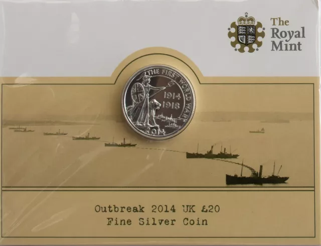 2014 Outbreak £20 -Bu - Twenty Pounds Fine Silver Coin - Uk Coin Pack