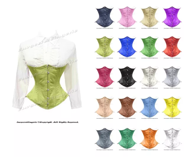 Heavy Duty 26 Double Steel Boned Waist Training Satin Underbust Shaper Corset