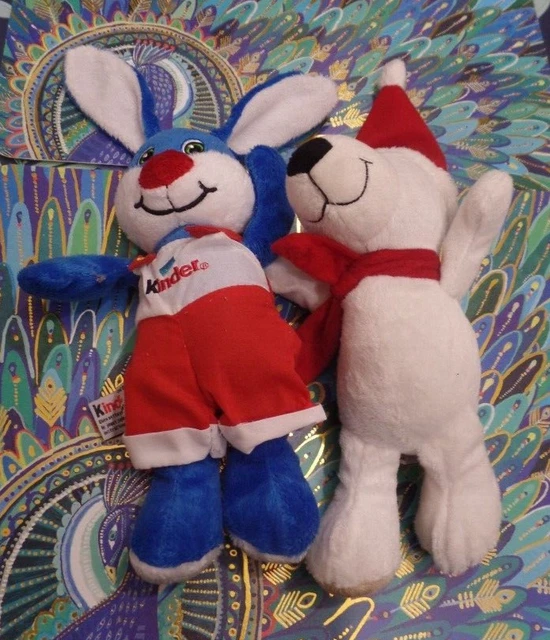 S2 / lot 2 doudou peluche lapin bleu rouge et ours blanc KINDER