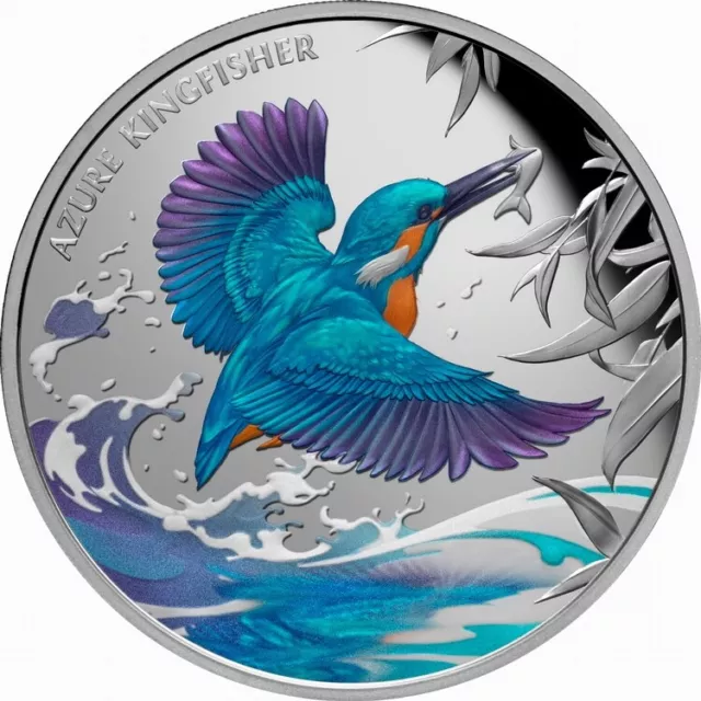 Niue 2023 Azure Kingfisher Australia Bird $1 1 Troy Oz Pure Silver Color in OGP