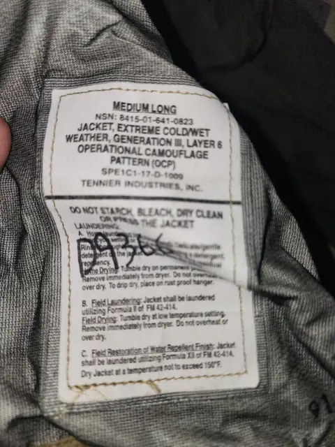Extreme Wet/Cold Weather OCP Jacket Medium Long Gen III 8415-01-641-0823 - NWOT 3