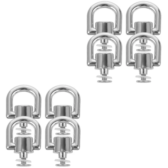 8 Pcs Rotatable D Rings Rivets for Purse Metal D Rings for Wallet Strap