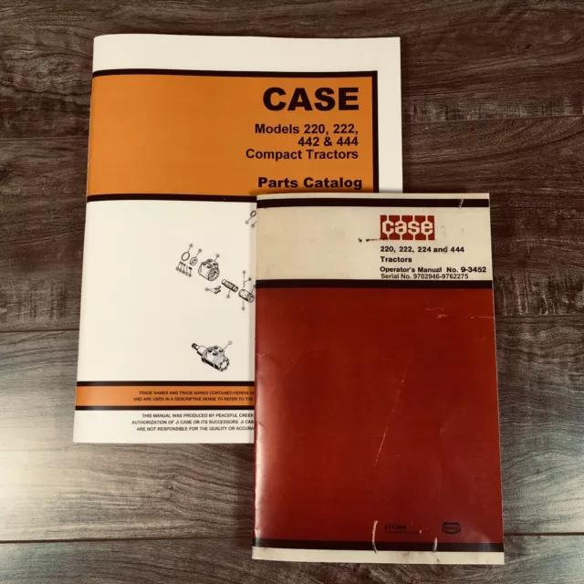 Case 220 222 444 Compact Tractor Operators Owner Manual & Parts Catalog 9702946+