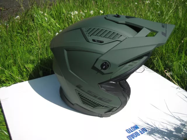 Ls2 Of606 Drifter Helmet. Matt Military Green  Trials Enduro Open Face Off Road.