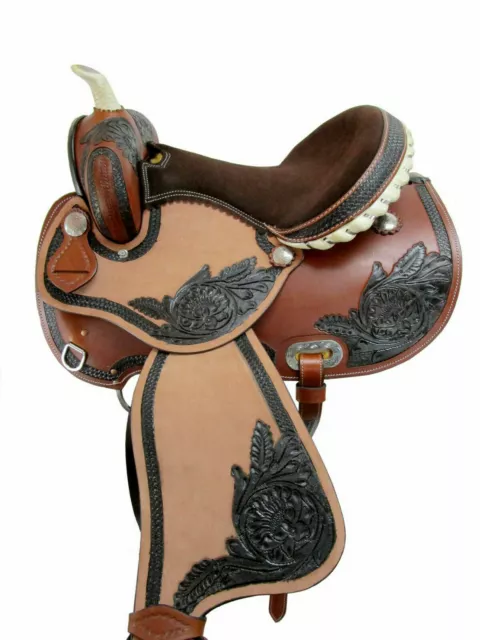 Leather Western Rodeo Saddle Horse Barrel Racing Show Pleasure Tack Set 10-18.5. 3