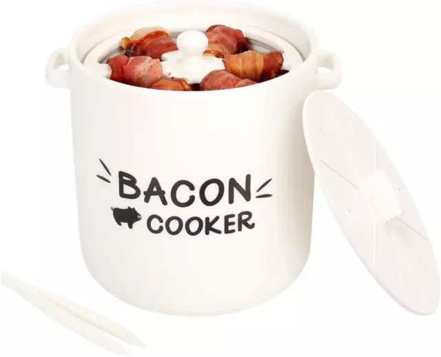 Ceramic Bacon Cooker for Microwave Oven - Splatter-Proof Design Microwave Bacon