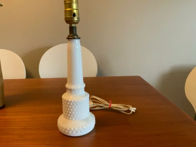 Vtge Milk Glass Hobnail Lamp Tested and Working 13” Tall