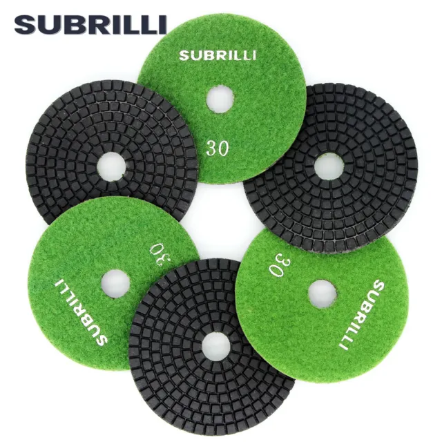 SUBRILLI 4 Inch Diamond Polishing Pad Wet Grinding Disc for Concrete Grit 30#