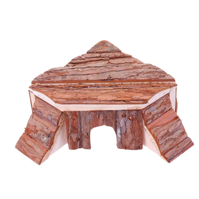 Cabaña de madera para mascotas hámster nido casa de juego casa divertida casa de juego juguete de cabaña para hamst