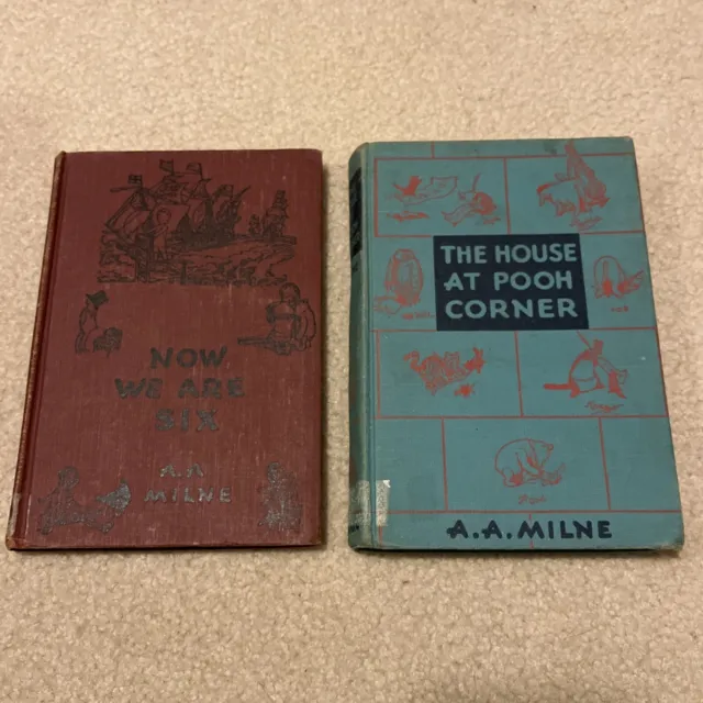1943 Now We Are Six & 1955 The House At Pooh Corner A.A. Milne Bear HB Book Lot